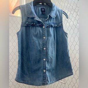Little girls’ denim button down